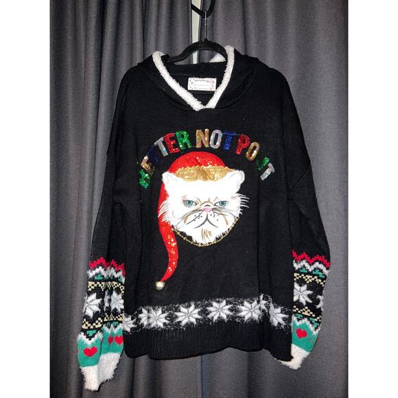 Ugly Christmas Sweater Xmas Size 1X Cat - Picture 1 of 4